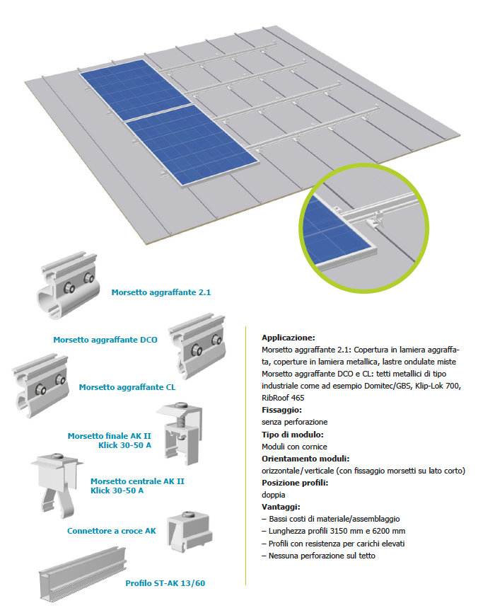 S-Flex - Strutture - Sistema per tetti con copertura in lamiera aggraffata e altri tetti in lamiera con profili per copertura in lamiera aggraffata, coperture in lamiera metallica, lastre ondulate miste e tetti metallici industriali